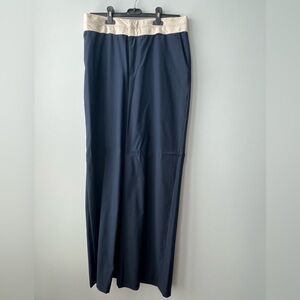 Zara Navy Trousers with Cream Waistband